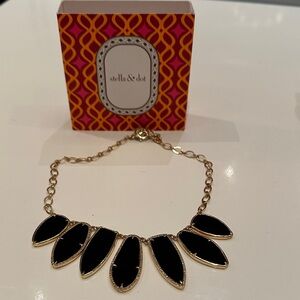 Stella & Dot Gold Necklace with Black Accents